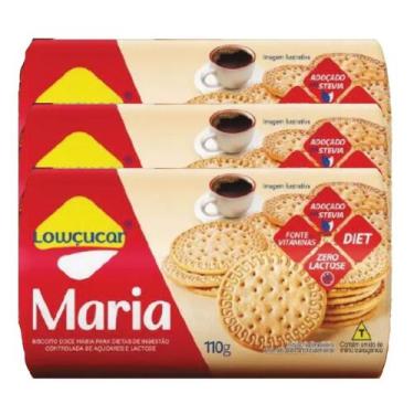 Imagem de Kit Biscoito Maria Zero Açúcer, Zero Lactose Lowçucar - 3 pacotes de 1