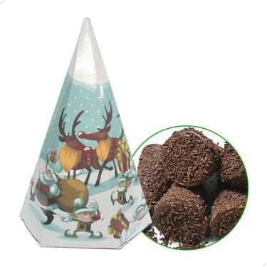 Imagem de KIT 100 Caixa para Cone Trufado Cone-2 Natal (7x7x12 cm) Embalagem par
