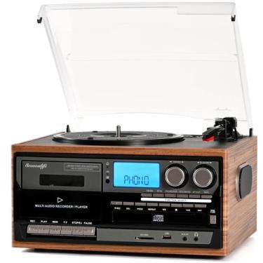 Imagem de Toca-discos Vintage Seasonlife 10 em 1 com Bluetooth e Madeira