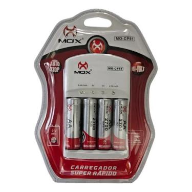 Imagem de Carregador Com 4 Pilhas Aa Recarregável 2600 Mah Mo-cp51 - Sem marca