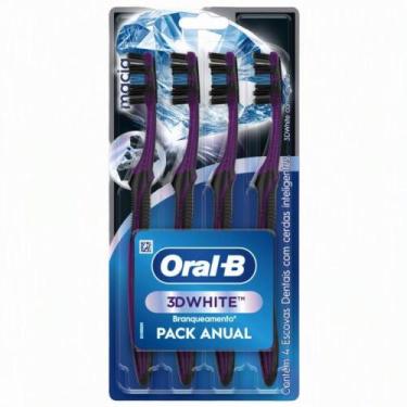Imagem de Kit Escova Dental Oral-B 3D White com Carvão Macia 4 Unidades - Oral B