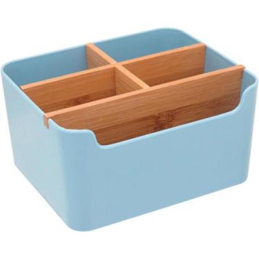 Imagem de Porta Talheres Anetto Home&Co 10x18cm Plástico Azul Utensílio de Mesa 