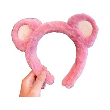 Imagem de Tiara De Pelúcia Urso Morango Para Mulheres, Faixa De Cabelo Doce E Fa