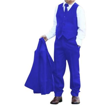 Imagem de Terno completo para Menino Festa/ Casamento 5 pçs - Ranna Bebe, Azul, 