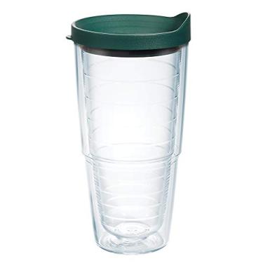 Imagem de Tervis Copo transparente e colorido de 680 g feito nos EUA com parede dupla, tampa verde caçador