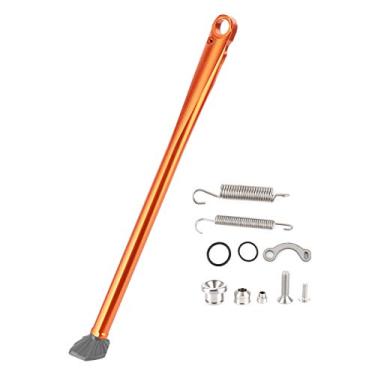 Imagem de Aramox Suporte lateral com suporte, suporte de liga de alumínio CNC com suporte lateral com mola para Husaberg FE 501 FE 250 FE 390 (haste laranja + pé cinza)