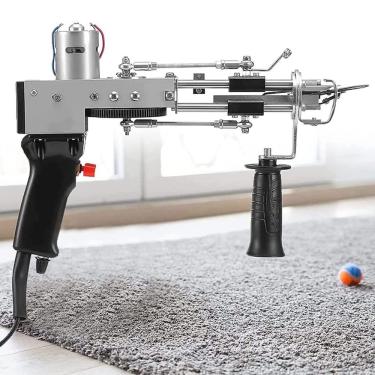Imagem de Kit de arma de tufos, arma de tecelagem de tapete elétrico, arma de tufo de tapete 2 em 1,máquina de tecelagem de tapete elétrico flocagem com 5-40 pontos/seg 100 v-240 v