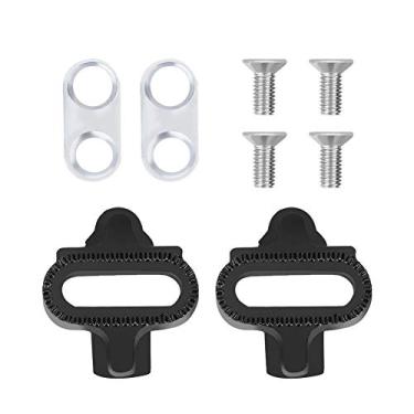 Imagem de KENS0 Chuteiras de aço inoxidável, compatível com mountain bike, placas de bloqueio ajustáveis para pedais com acessórios de porca para ciclismo off-road