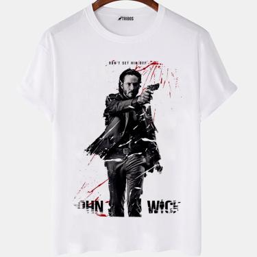 Imagem de Camiseta masculina John Wick Capa Do Filme Arte Camisa Blusa Branca Estampada
