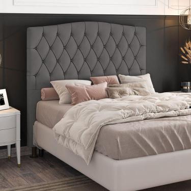 Imagem de Cabeceira Greta Cama Box King 195cm Suede Grafite