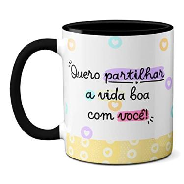 Imagem de Caneca Flork Namorados Quero Partilhar A Vida Boa Com Você (Preta)