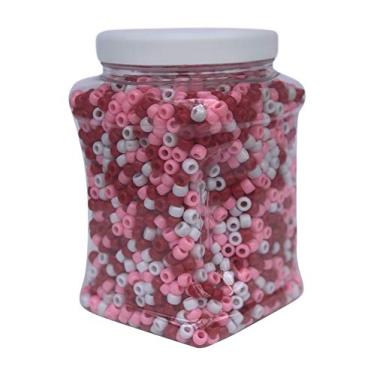 Imagem de Darice Red, White, Pink Plastic Beads 9mm Bulk Tub Set Opaque Over 3,000 Count in Clear Storage Organizer- Valentines
