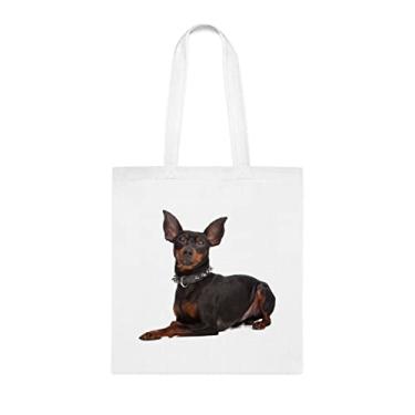 Imagem de Sacola engraçada para cachorro Pinscher em miniatura, presente para cachorro Pinscher em miniatura bolsa de ombro Pinscher em miniatura, bolsa de ombro Pinscher para cachorro em miniatura, Branco