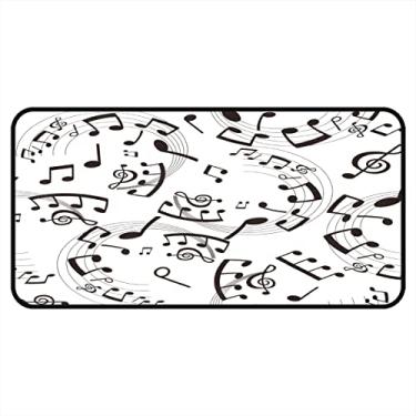 Imagem de Tapetes de cozinha preto e branco nota musical tapetes e tapetes de área de cozinha antiderrapante tapete de cozinha tapetes de porta de entrada laváveis para chão de cozinha casa escritório pia lavanderia interior exterior 101,6 x 50,8 cm