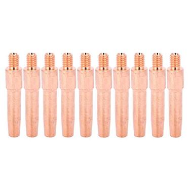 Imagem de 10pcs L45 Pontas de contato da tocha de soldagem MIG, Kit de pistola de soldagem MIG Ponta-bico-difusor Bico condutivo de cobre vermelho para máquina de solda