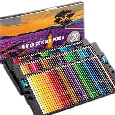 Imagem de Conjunto de lápis de cor solúvel em água com 120 cores para colorir, misturar e usar camadas de livros, adultos ou crianças