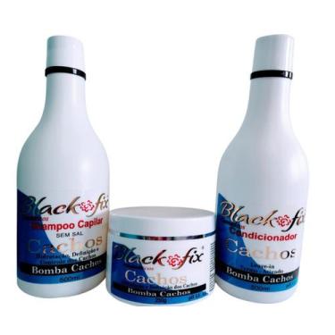 Imagem de Kit Black Fix Shampoo Condicionador E Máscara Para Cachos
