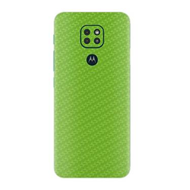 Imagem de Skin Adesivo Traseira Fibra Carbono e outras texturas Para Moto G9 Play (Verde Claro Carbono)