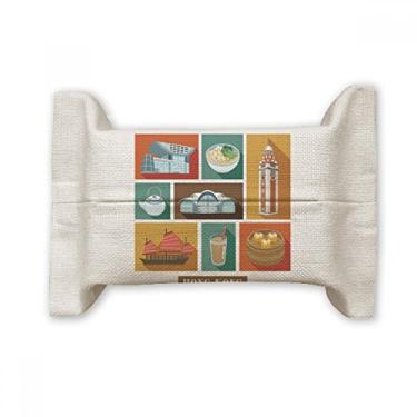 Imagem de Bolsa de linho de algodão para lenços faciais Hong Kong Local Food and Place