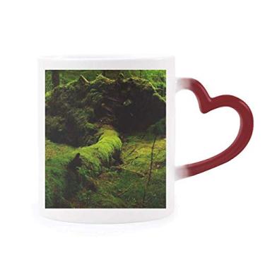 Imagem de Caneca de Grama Verde Florestal Ciência Cenário Natureza Sensível ao Calor Caneca de Grés Mudança de Cor Vermelha