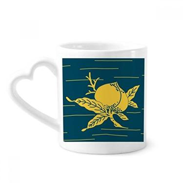 Imagem de Caneca de Pêssego Amarelo Cultura Pintura Caneca Café Cerâmica Copo Coração de Vidro