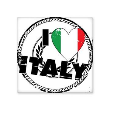 Imagem de I Love Italy Palavra Bandeira Amor Coração Padrão Cerâmica Azulejo Brilhante Decalque Pedra Adorna Tijolo Vitrificado