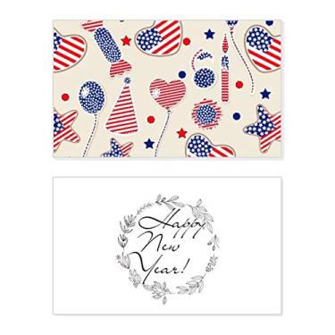 Imagem de Balão dos EUA, bandeira de coração, festival, estrela, ano novo, cartão de felicitações, mensagem de abençoar presente