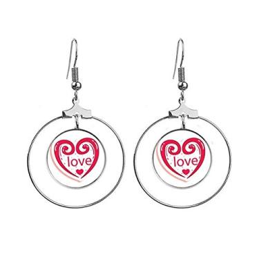 Imagem de Brincos de coração rosa fofos para o Dia dos Namorados com pingente de argola