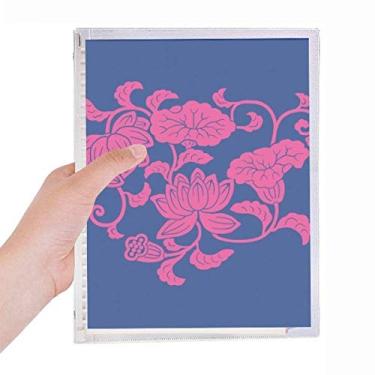 Imagem de Caderno de flores vermelhas da cultura japonesa com folhas soltas e diário recarregável