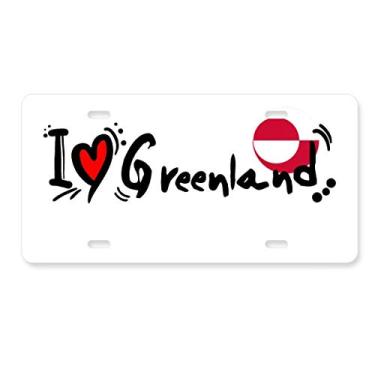 Imagem de DIYthinker I Love Greenland Palavra Bandeira Love Heart Ilustration Placa de licença Decoração de aço inoxidável