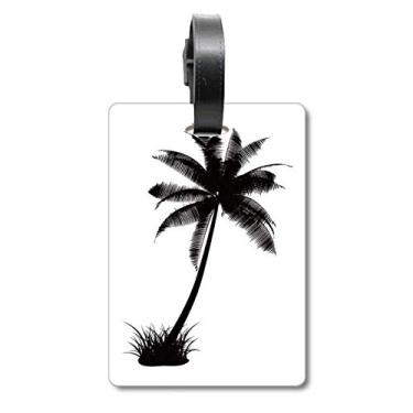 Imagem de Coconut Tree Beach Bolsa de mala com contorno preto etiqueta para cartão de bagagem pendurada Scutcheon