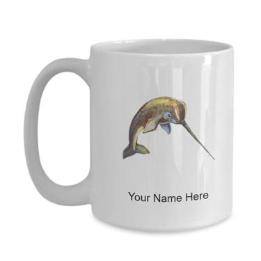 Imagem de Caneca de Narwhal personalizada, copo de café Narwhal, ideia de presente Narwhal, copo de Narwhal personalizado, caneca de Narwhal personalizada - caneca de café de 425 g
