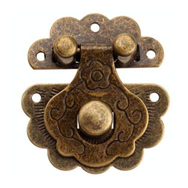 Imagem de 1 pc hardware vintage antique bronze hasps decorativo jóias presente caixa de madeira hasp retro mala trava gancho com parafusos 40x36mm YYDFPIIA