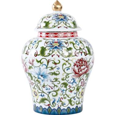 Imagem de 21 cm Chinese Antique Ceramic Flower Pattern Tea Caddy Sealed Lans Tea Storage Jar