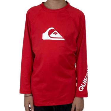 Imagem de Camiseta De Lycra Quiksilver Infantil Surf All Times Vermelho