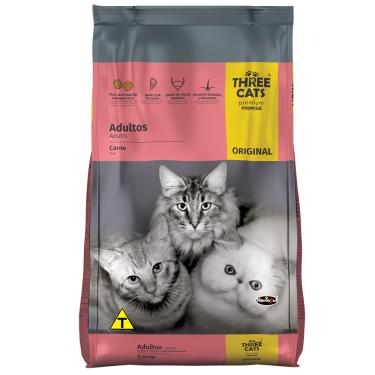 Imagem de Ração sabor Carne para Gatos Adultos Three Cats 1 Kg
