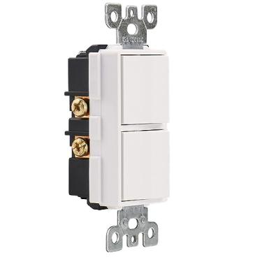 Imagem de Wengart Interruptor decorativo de combinação de balancim duplex, 120 VCA 15 Amp, termin...