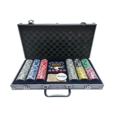 Brinquedo Jogo Texas Poker Set Lata com 200 fichas e 2 Baralhos