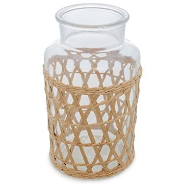 Imagem de WOLFF - Vaso de Vidro e Fibra Natural 14cm x 23cm