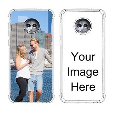 Imagem de TUSSCAM Capa de telefone com foto personalizada compatível com Moto G6 Capa personalizada TPU macio resistente a arranhões, capa de telefone com foto ou imagem personalizada clara