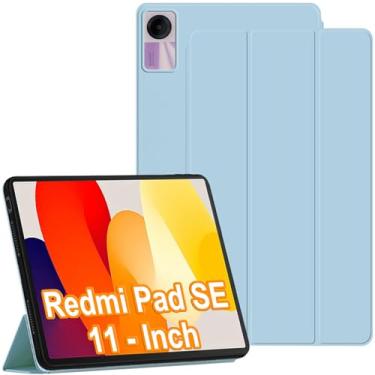 Imagem de ZOOMALL Capa compatível com Xiaomi Redmi Pad SE 11 polegadas (2023) Tablet Slim Tri-fold Stand Soft TPU Back Shell Auto Wake/Sleep Anti-Drop Cover, Sky Blue