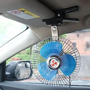 Imagem de Ventilador de resfriamento de carro de verão com clipe ventiladores elétricos de vento forte que sopram ar frio 180° Ventilador automático rotativo para veículos SUV caminhão radiador portátil, 12V, 27 cm