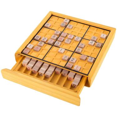 Imagem de Ei! Brincar! Conjunto de jogos de tabuleiro Wood Sudoku- Conjunto completo com telhas numépicas, tabuleiro de jogo de madeira e quebra-cabeça- Jogo de