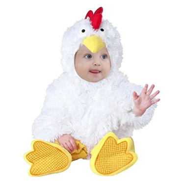 Imagem de Macaquinho de manga comprida para meninas bebê meninas cosplay chapéu fantasia infantil animal galinha meninos sapatos bebê menina aniversário, Branco, 9-12 Months