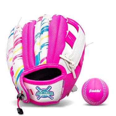 Imagem de Luva de beisebol Franklin Sports Air Tech com bola - Tee Ball - Soft Air Tech Foam - Branco/Rosa