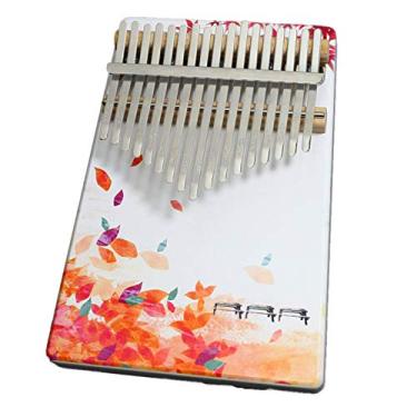 Imagem de Piano de polegar infantil para amantes de música, 17 teclas Kalimba portátil Mbira Sanza Piano de madeira de pinheiro, teclado de percussão de dedo marimba, (18 cm x 13 cm) pintura colorida-D