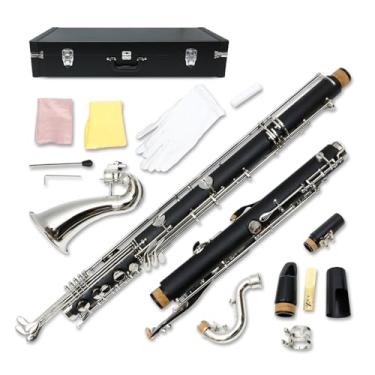 Imagem de WUQIMUSC Clarinete baixo profissional baixo C prata niquelado com estojo instrumento musical som rico estudante clarinete (baixo C)