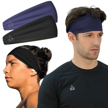 Imagem de Temple Tape, Faixa de cabeça masculina – Bandanas esportivas masculinas com absorção de umidade para treino para corrida, trem, esqui e capacete de bicicleta – Pacote econômico – 1 faixa preta e