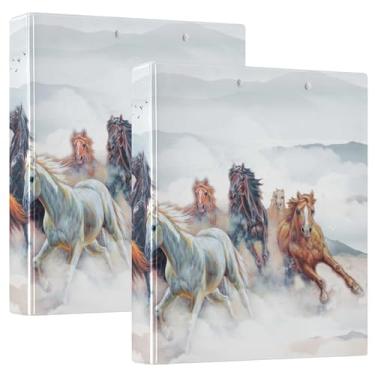 Imagem de Fichários de caderno de 3,8 cm Cavalo e nuvem branca, fichários de caderno com 3 anéis com bolsos, 1/2 pacote, suprimentos de escritório, 200 folhas