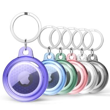 Imagem de DDJ Pacote com 6 capas protetoras à prova d'água para AirTag, com chaveiro, suporte para coleira de cachorro, bagagem, chaves, proteção contra arranhões